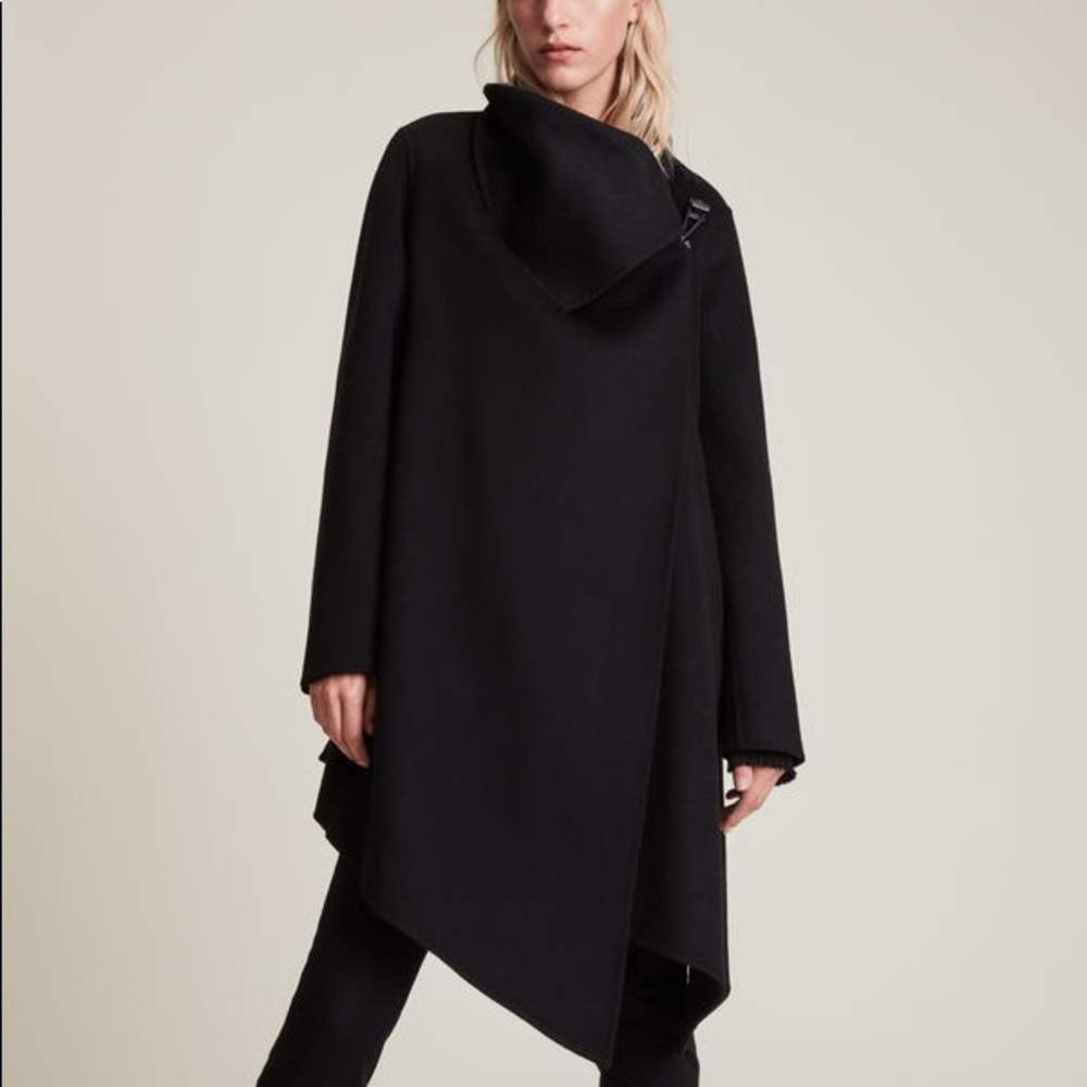 New AllSaints black wool coat